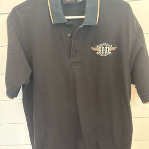 Harley-Davidson Vintage Men's‎ Black Polo Shirt L Embroidered Logo New York